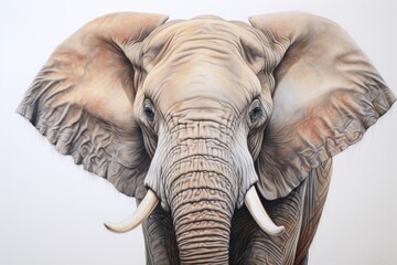  a painting of an elephant with tusks and tusks on it's ears and tusks on the back of it's tusks.