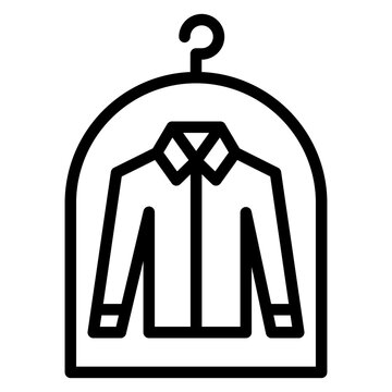 black shirt hanging in protective case clip art preview