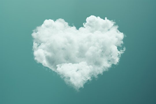  a cloud in the shape of a heart floating in the air on a blue sky with a white cloud in the shape of a heart in the shape of a heart.