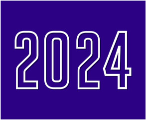 Happy New Year 2024 Holiday Abstract White Graphic Design Vector Logo Symbol Illustration With Blue Background