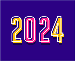 Happy New Year 2024 Holiday Abstract Multicolor Graphic Design Vector Logo Symbol Illustration With Purple Background
