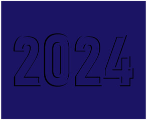 2024 Happy New Year Abstract Blue Graphic Design Vector Logo Symbol Illustration