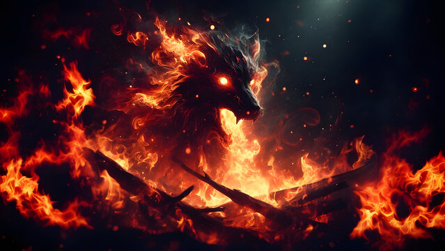 Fiery Dragon’s Fury: AI Generated Illustration