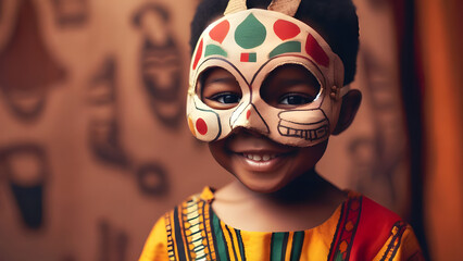 Celebrating Kwanzaa: AI Generated Illustration of a Child in Traditional African Clothing