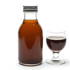 roduct photo of brown syrup bottle, on white background created with Generative Ai