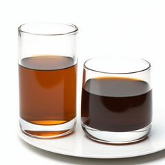 roduct photo of brown syrup bottle, on white background created with Generative Ai