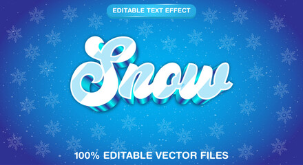 Fototapeta na wymiar Editable 3d winter snow vector text effect Template