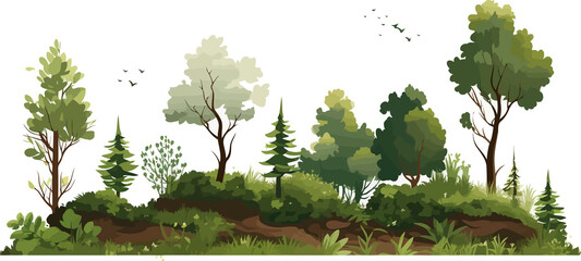 forest vegetation set isolated vector style with transparent background illustration