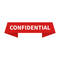 Confidential In Red Rectangle Ribbon Shape For Information Announcement Sign

