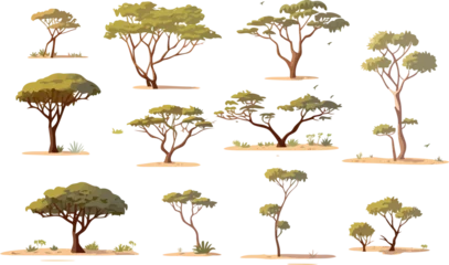 Foto op Aluminium savannah trees set isolated vector style with transparent background illustration © Zaharia Levy