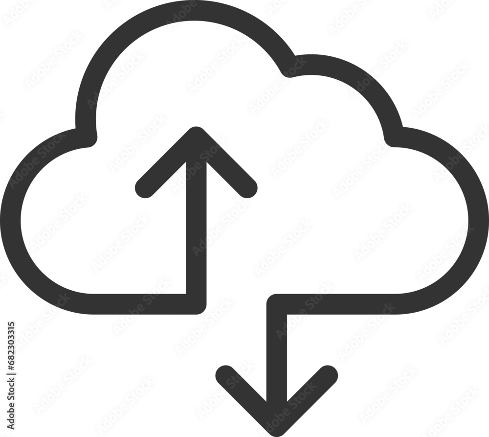 Poster technology icon vector cloud computing connection. big data global server. line design symbol.