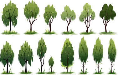 marsh trees set isolated vector style with transparent background illustration - obrazy, fototapety, plakaty