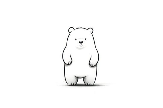  a white polar bear standing in the middle of a white background with a black outline of a polar bear on the left side of the image, and a black outline of the polar bear on the right side of the.