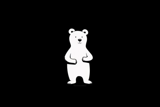  a black and white picture of a bear on a black background with a white outline of a bear on the right side of the image, and a white outline of the bear on the left side of the right.