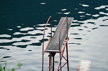 Diving platform at the Lake Hallstatt in the Salzkammergut
