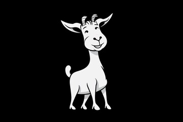  a goat standing in the dark with horns on it's head and horns on it's head, in the middle of the image is a black background.
