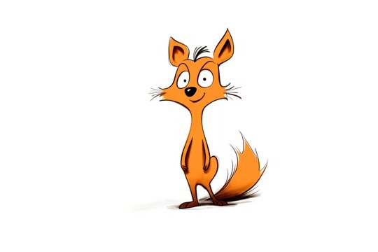  a cartoon fox sitting on the ground with a surprised look on it's face, with one eye wide open and one eye wide open to the other side.