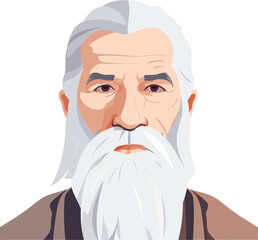 old asian man isolated vector style with transparent background illustration