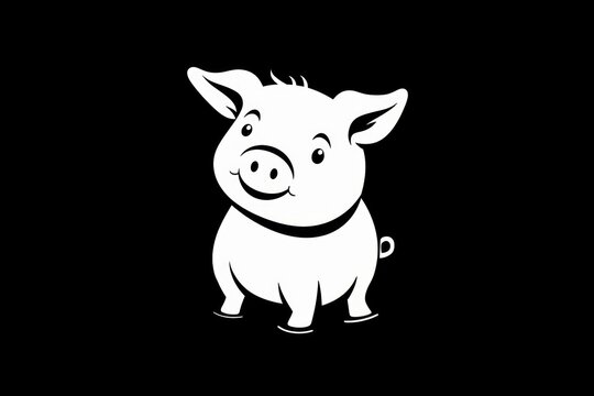  a black and white picture of a pig on a black background with the word pig in the middle of the pig's face and the pig's head.