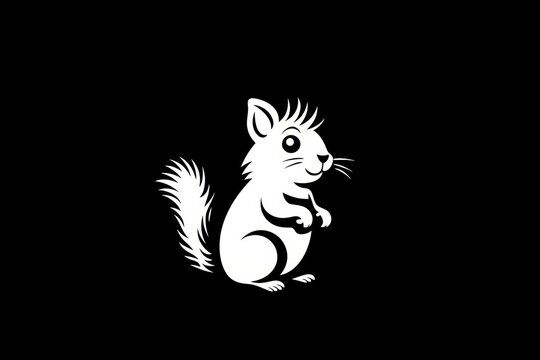  a black and white picture of a squirrel on a black background with a white outline of a squirrel on the right side of the image and a white outline of the squirrel on the left side of the.