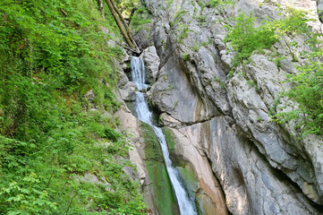 The waterfall of Hallstatt in the Salzkammergut