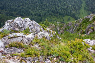 Rocky outcrops and mountain views