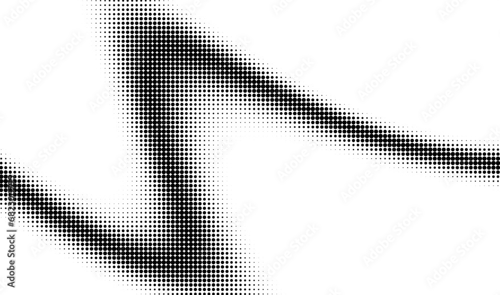 Poster monochrome gradient halftone dots background. vector illustration. big wave