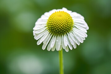 Obraz premium close-up of a single chamomile flower against a blurred green background