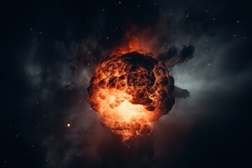  a very large black object in the middle of a dark sky with a lot of fire and smoke coming out of it's center and a black hole in the middle of the middle.