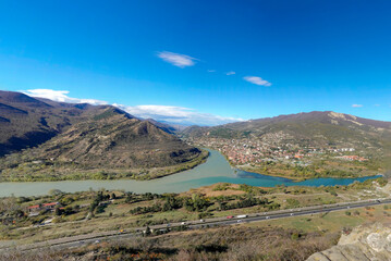 Aerial view of Mtskheta town in Georgia © Nikolay