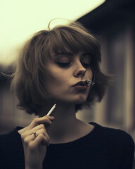 Obraz premium Woman smoking in room