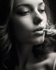 Fototapeta premium Woman smoking in room