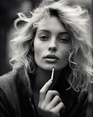 Obraz premium Woman smoking in room