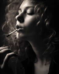 Obraz premium Woman smoking in room