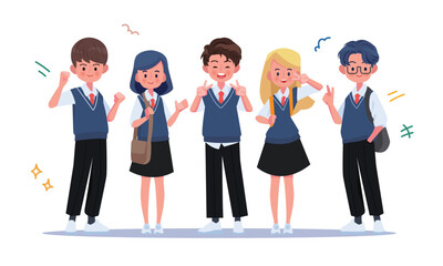 student wearing uniform character collection