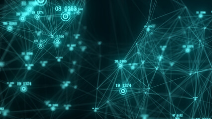 Cyber network connection structure. Technology connect big data. Science background. Business futuristic backdrop. 3D rendering.
