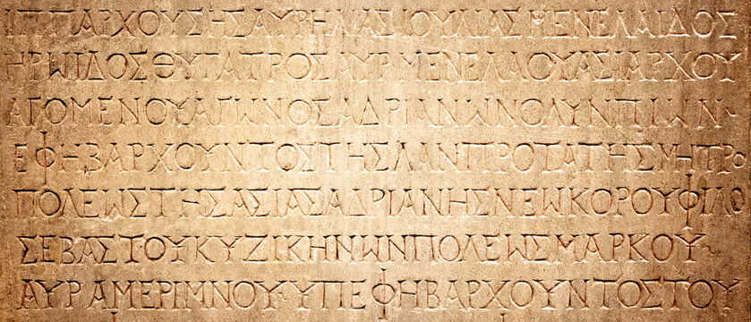 Ancient Greek text. Ancient Greek is the language of the empire of Alexander and the kingdom of the Diadochi, the Roman Empire. Background on the theme of ancient culture, archeology and history.