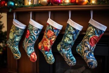 christmas stockings and bells lining the bottom edge