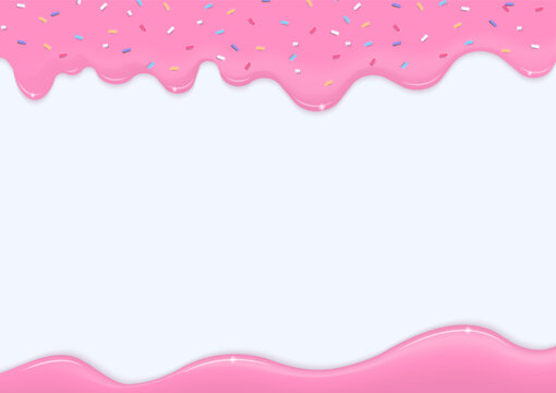 Pink liquid with sprinkles on white background