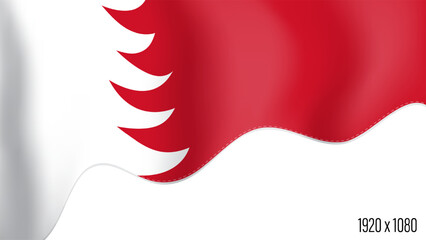 Bahrain country flag realistic independence day background. Bahrain commonwealth banner in motion waving, fluttering in wind. Festive patriotic HD format template for independence day