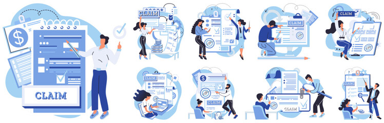 Claim application vector illustration. Legal contracts are binding and should be taken seriously Make sure to fill out registration form accurately The claim application concept simplifies process