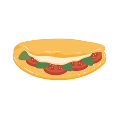 Crepioca. Pancake of cassava (tapioca) with cheese and tomato