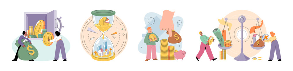 Public finance vector illustration. Balancing public finance and economic needs requires meticulous planning Successful public finance relies on skillful accounting and economic foresight Competent