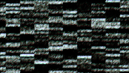 Hacked computer screen with glitch effect. Error templates with distortion lines. Abstract digital background with noise waves. 3D rendering.