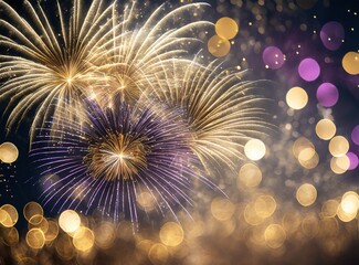 Fototapeta premium Colorful fireworks in New Year eve. Holiday background.