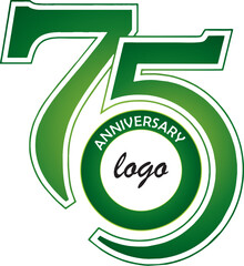 75 years, 75 years logo, 75 years anniversary logo green arrow, green color 75