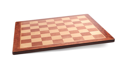 One wooden chess board isolated on white