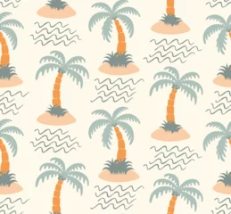 Fototapeten Seamless Palm Tropical Tree pattern. cute colorful palm tree. © dwi