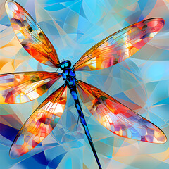 abstract prism-like patterns representing dragonflies