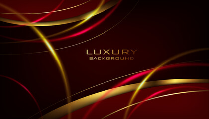 vector illustration abstract digital geometric red and golden color dark and modern creative luxury backdrop design,use for cover and award banner,card. glowing light lines  background.